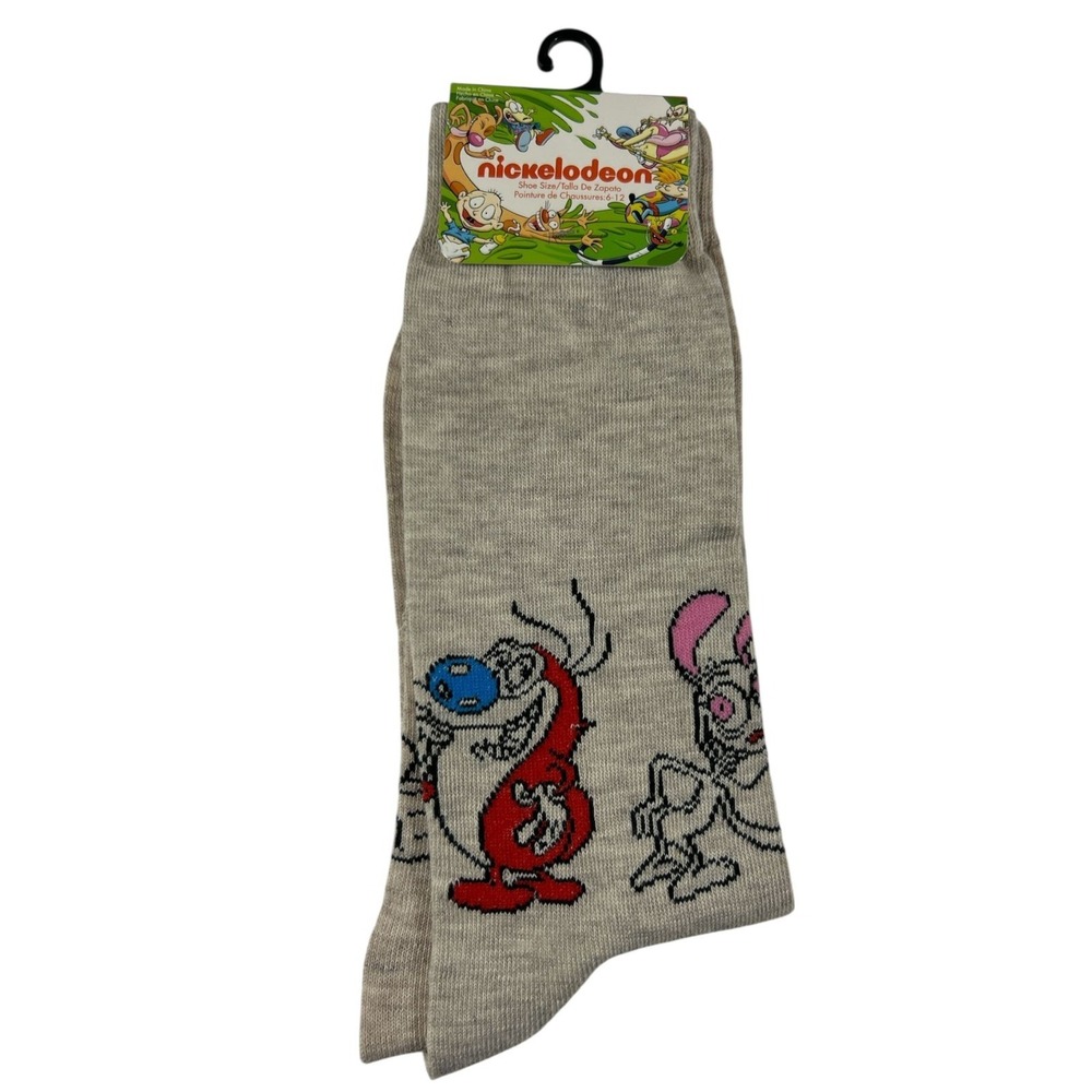 Nickelodeon- Ren and Stimpy Adult Socks Size 6-12‎ Unisex Funny Socks NWT